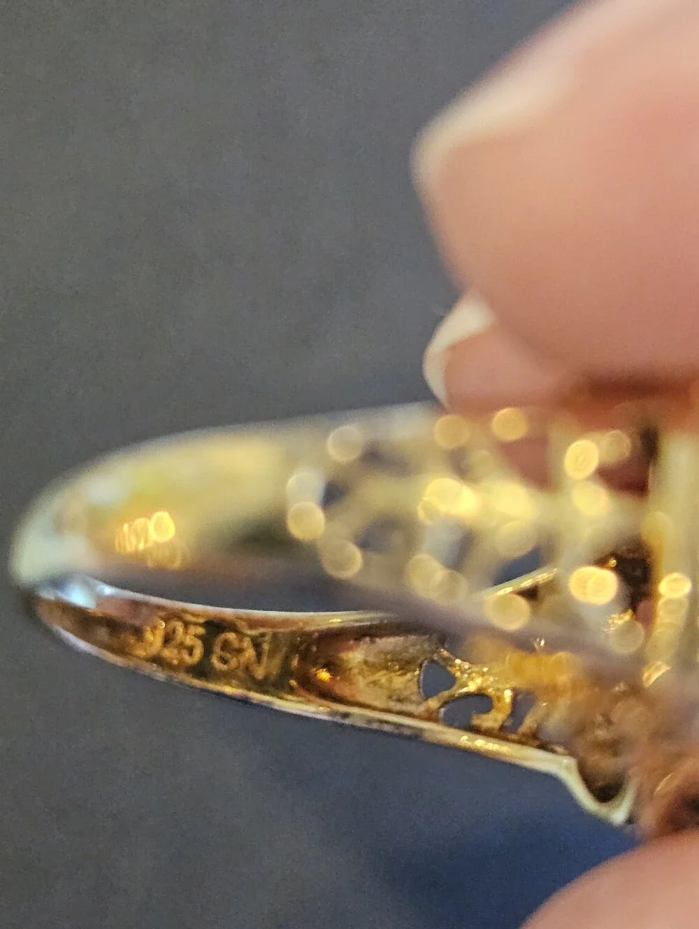 Three-Stone Blue Faceted Lapis Gemstone Ring in Gold Over Sterling Silver - Picture 7 of 7